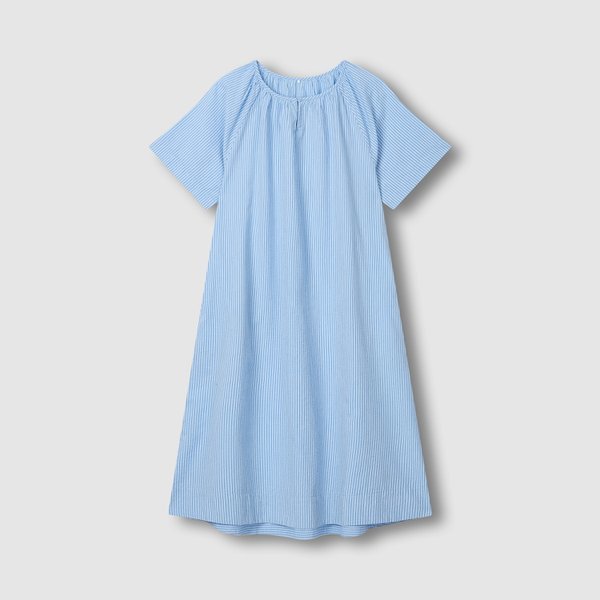 여 코튼 시어서커 반팔 파자마 원피스 (DARK CHARCOAL/ DARK BLUE/ DARK PINK)-thumb-2