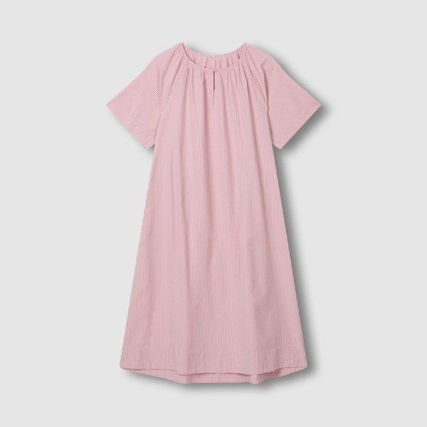 여 코튼 시어서커 반팔 파자마 원피스 (DARK CHARCOAL/ DARK BLUE/ DARK PINK)-thumb-1